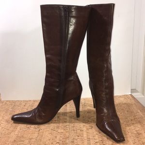 Brown leather tall boot